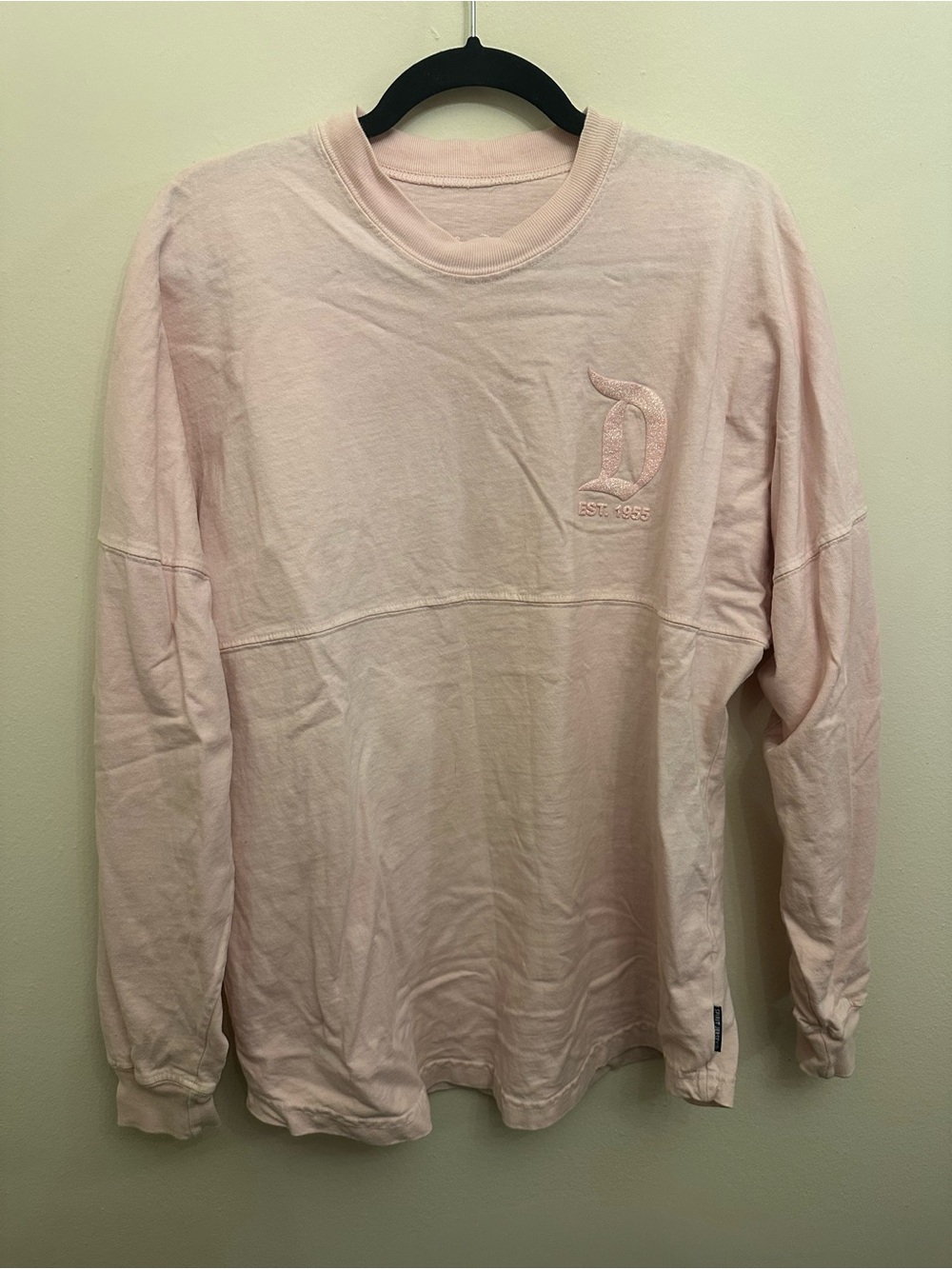 Disney Parks Spirit Jersey S Disneyland Pastel Pink Glitter Puff Logo Vacation